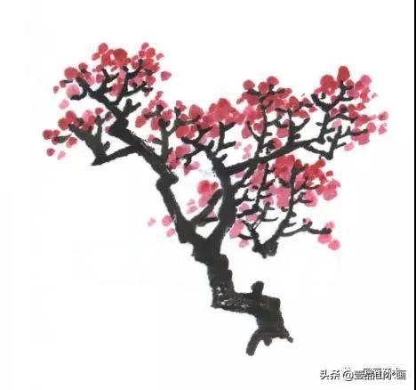 簡單的山水畫樹的畫法（山水畫入門春樹畫法）3
