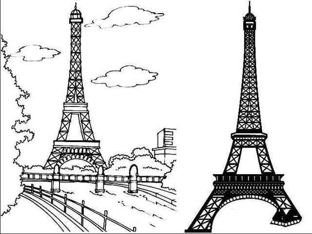 法國埃菲爾鐵塔怎麼畫（5張世界著名的埃菲爾鐵塔簡筆畫）1
