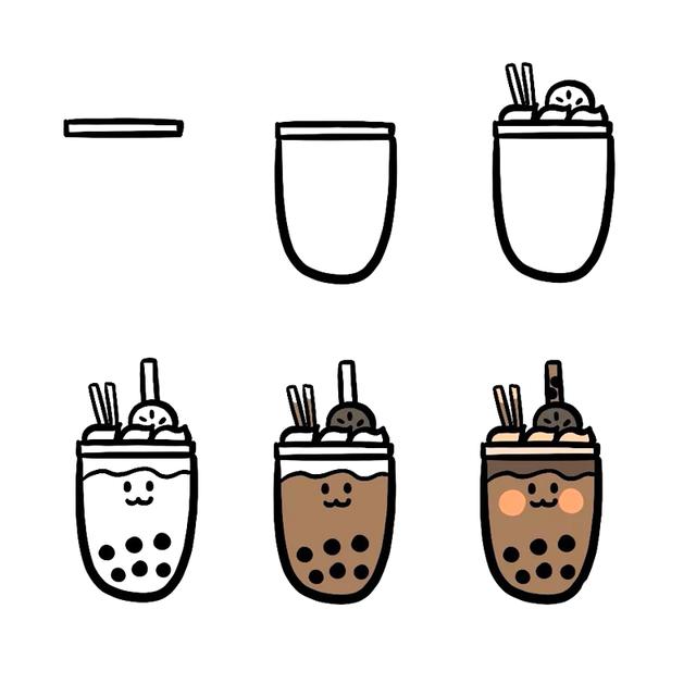 十種不一樣的奶茶簡筆畫（夏天到了一大波可愛的奶茶簡筆畫來襲）1