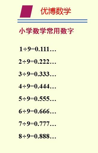 小學數學常見數字（小學階段常用的數字）8