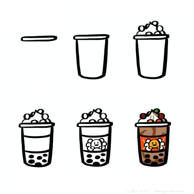 十種不一樣的奶茶簡筆畫（夏天到了一大波可愛的奶茶簡筆畫來襲）5