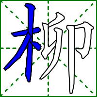 柳字筆畫技巧（柳liǔ字的筆畫循序）5