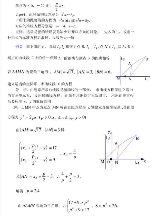 高中數學圓錐曲線題目及解題方法（高中數學圓錐曲線抛物線9道典型題型）3