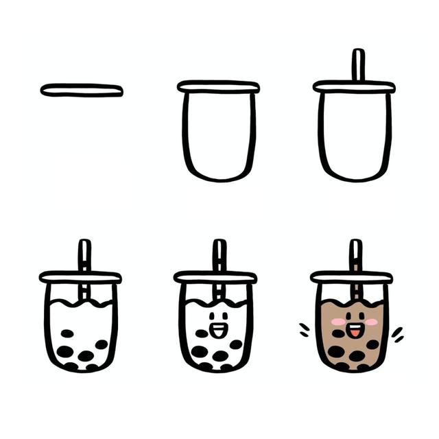 十種不一樣的奶茶簡筆畫（夏天到了一大波可愛的奶茶簡筆畫來襲）3