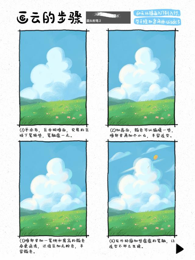 雲的寫實畫法（繪畫教程雲球體雲）8