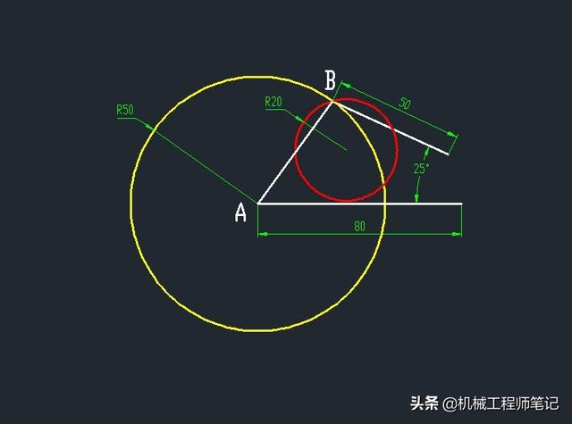 cad中如何繪制帶角度的矩形（已知4邊長度和1個角度）7