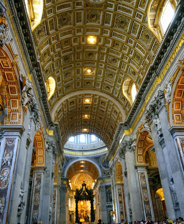 意大利宗教名畫欣賞（世界名畫賞析156-羅馬城梵蒂岡聖彼得大教堂内景帕尼尼）2