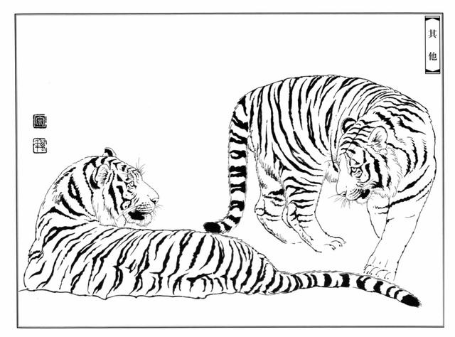 老虎卡通畫2022虎年（28張老虎黑白線描圖）26