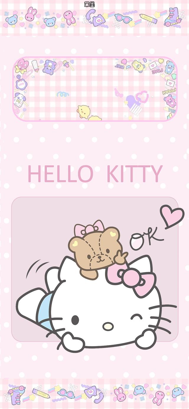 kitty貓粉色壁紙（粉色心壁紙HEllOkitty手機壁紙套圖）1