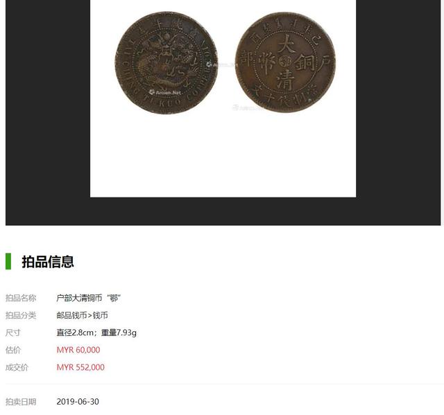 大清銅币目前市場（84萬被賣出的大清銅币）4